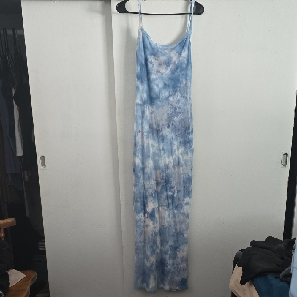 YFB Blue Tie Dye Ribbed Maxi Dress